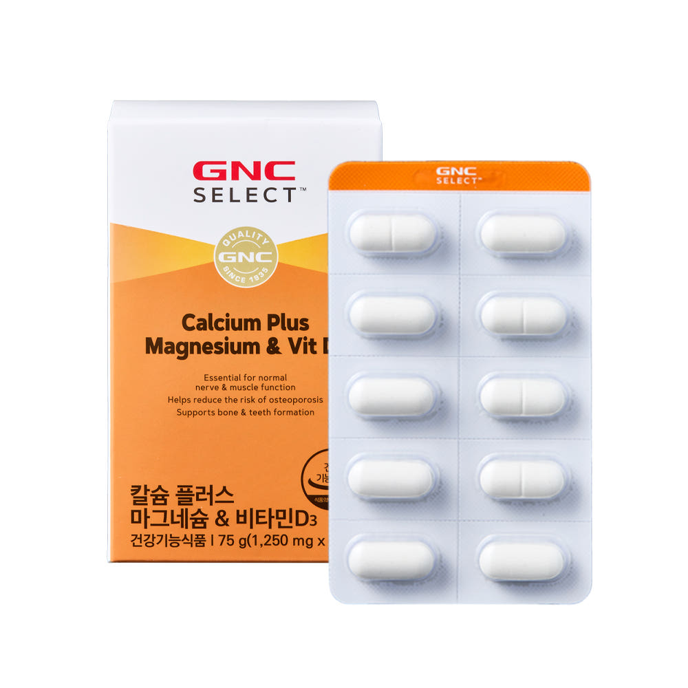 GNC 셀렉트 칼슘 플러스 마그네슘 앤 비타민D3 60정, 1개