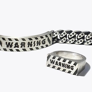 925실버 ﻿WARNING 은팔찌 은반지 세트