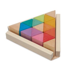 오카모라 레인보우 트라이앵글 16피스 창의력 발도르프 원목 나무 블럭쌓기 유아 교구 어린이 장난감 유치원 선물