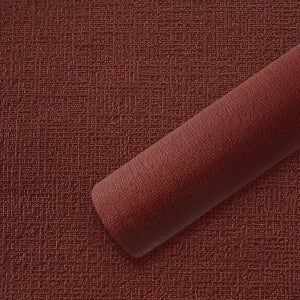 집코리아 스티커처럼 붙이는 단열 실크벽지 폭 50cm 10m, 패브릭 레드브라운(격자무늬)