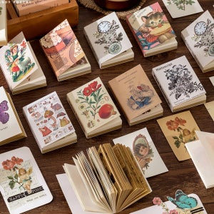 레트로 빈티지 종이 인형 미니북 책 모양 다이어리 꾸미기