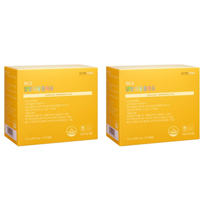 뉴트리코어 달맞이꽃종자유 120캡슐 x 2개 자궁에 좋은 <b>달맞이꽃종자추출물</b>