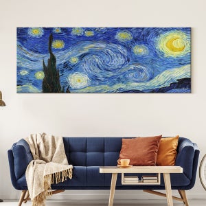 거실 그림 인테리어 명화 와이드 캔버스 액자 고흐 별이빛나는밤에 중형[133X50cm]