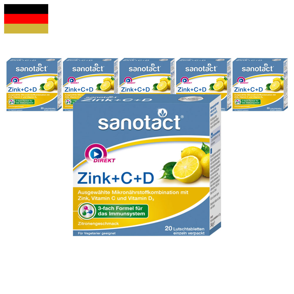 독일 <b>Sanotact</b> <b>자노탁트</b> 면역 증강 <b>아연</b> 비타민 C D 복합 20정 6팩 대용량