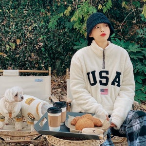 비치팜 여성 티셔츠 남여공용 빅사이즈 겨울 맨투맨 USA 반집업 양털 여성 아노락