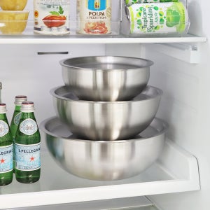 국산 304 스텐 계량 커버 베이킹 믹싱볼 + 전용 트레이 커버 3종 세트 (소/중/대)