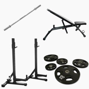 올인원 베란다짐 세트 I 스쿼트랙 벤치 원판 바벨 홈짐세트