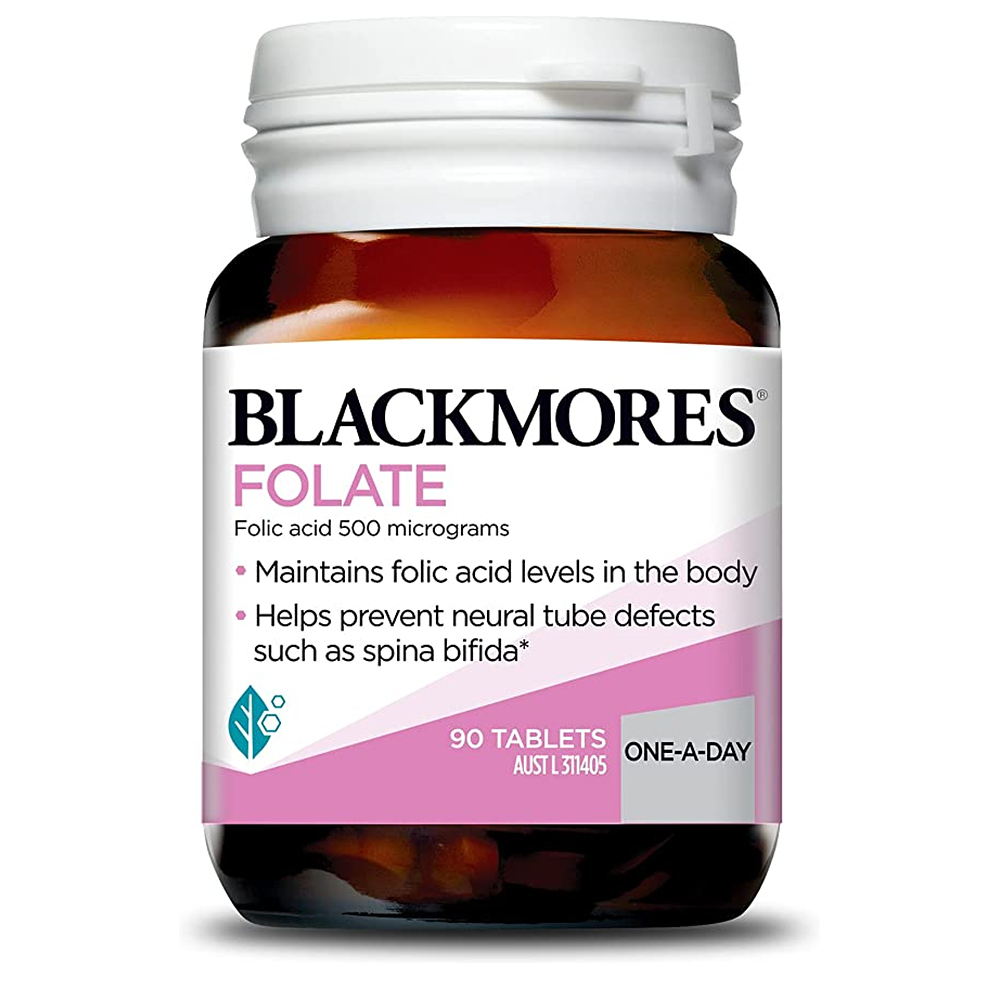 <b>블랙모어스 엽산</b> 폴레이트 500mcg 90정 영양제 Blackmores Folate