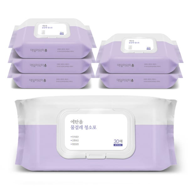 에탄올 물걸레청소포 특대형 6팩(180매) 인덕션클리너 세정티슈 병원용품 살균 청소