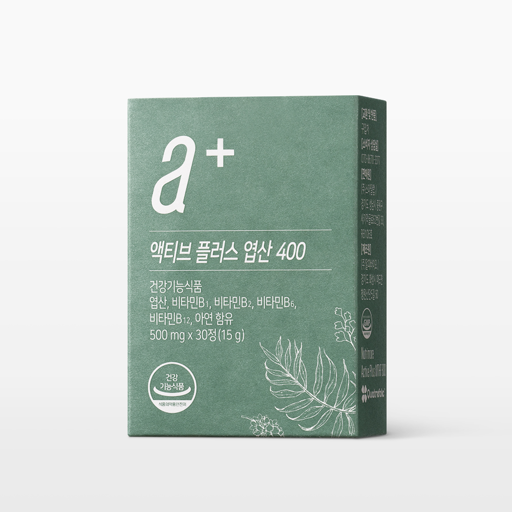 뉴트리모어 활성엽산 <b>액티브 플러스 엽산 400</b> 임신준비 임산부 영양제 30정, 1개