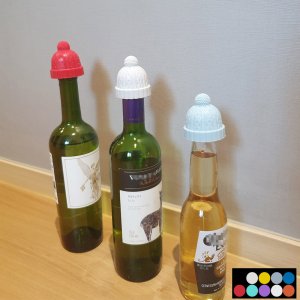 실리콘 와인 병 마개 털모자 스토퍼 병뚜껑 세이버