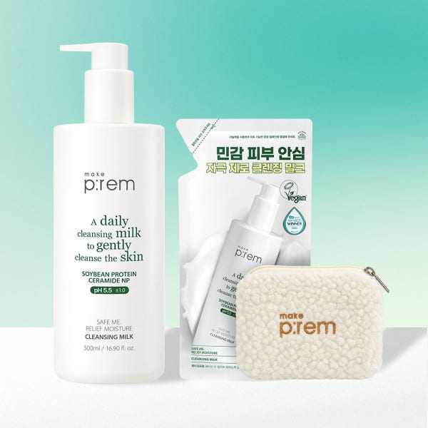메이크프렘 [리필100ml+파우치] 세이프 미 릴리프 모이스처 클렌징 밀크