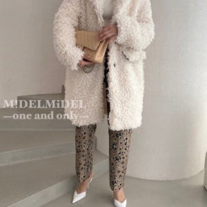 [SALE] 컬 시어링 퍼 롱 겨울 코트/ 크림 스카이/ 칼라넥 양털 롱 자켓