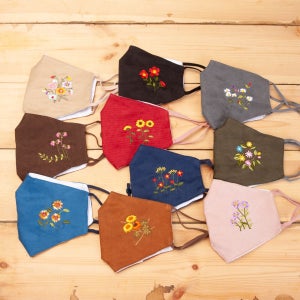 가을 겨울 골덴면 웨딩 한복 혼주 전통 꽃자수 새부리형 모시 입체 패션 마스크 필터교체형