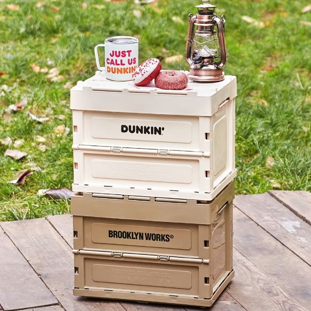 던킨 던킨도너츠 브루클린웍스 스토리지 박스 캠핑박스 차박 굿즈 아이보리 탄 2종컬러