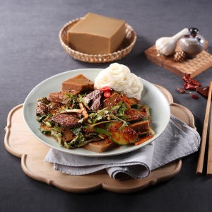 도토리묵+야채+비법소스 1팩 들깨장 채식 비건 비조리 간편식 캠핑 손님 요리 수제 도토리묵