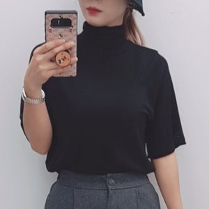 [JENNY VICKY] 넬리 텐셀 골지 여성 반팔 폴라티
