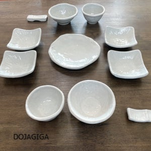 도자기가 사각쿠프 2인 그릇세트, 공기 대접,신혼식기세트, 한식기 접시