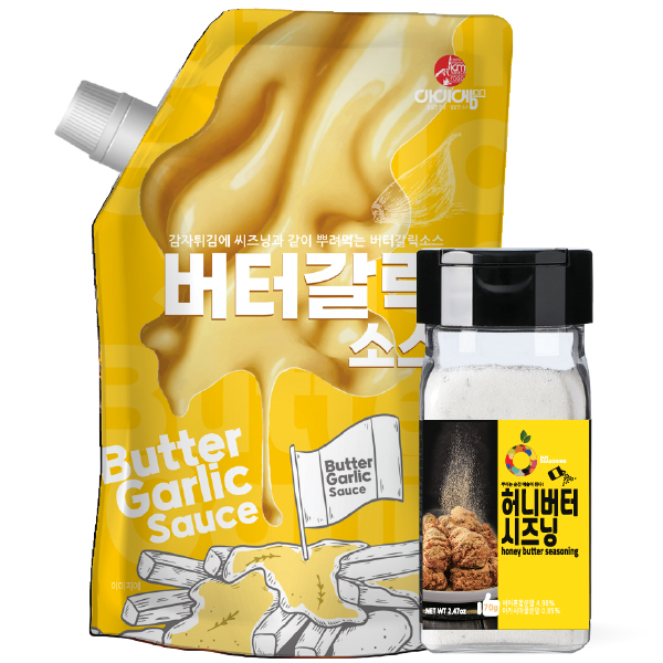 아이엠소스 버터<b>갈릭</b>소스+허니버터시즈닝 70g 감자튀김 디핑 치킨