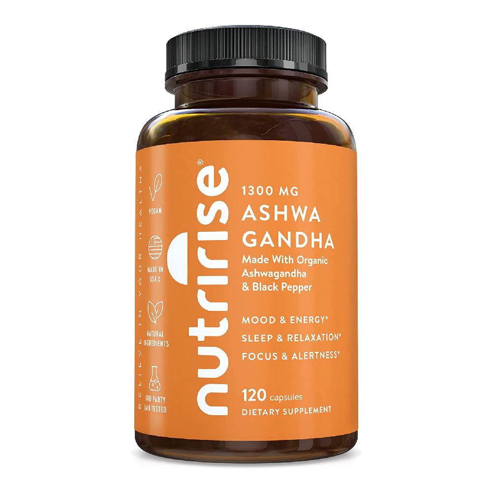 <b>뉴트리</b>라이즈 NutriRise 아슈와 간다 Ashwagandha 1300mg 스트레스 완화 영양제 120 베지캡슐
