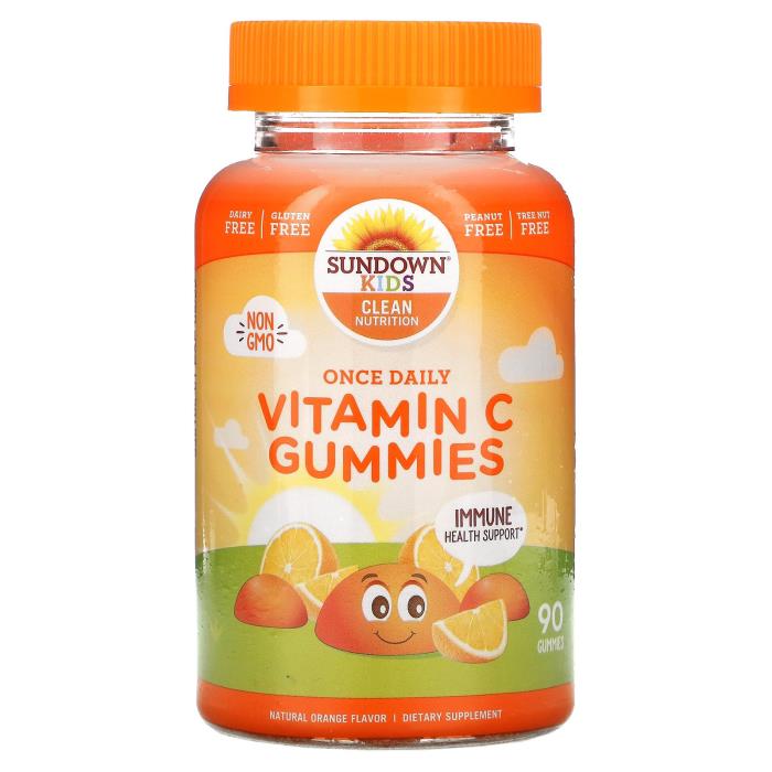 Sundown Naturals Kids 매일 비타민 C 구미 <b>내추럴</b> 오렌지 구미 90개