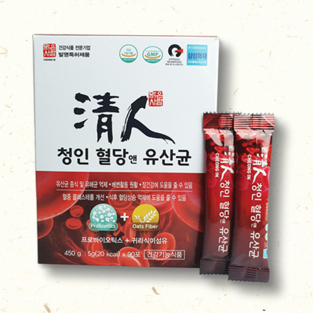 <b>청인</b> <b>혈당</b>앤유산균 450g 장건강과 <b>혈당</b> 케어를 한번에 <b>청인</b>유산균 귀리식이섬유 혈중 콜레스테롤 개선