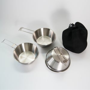 리빙글로리 스텐 304 캠핑 시에라컵 250ml 4P 접이식 매쉬가방 세트