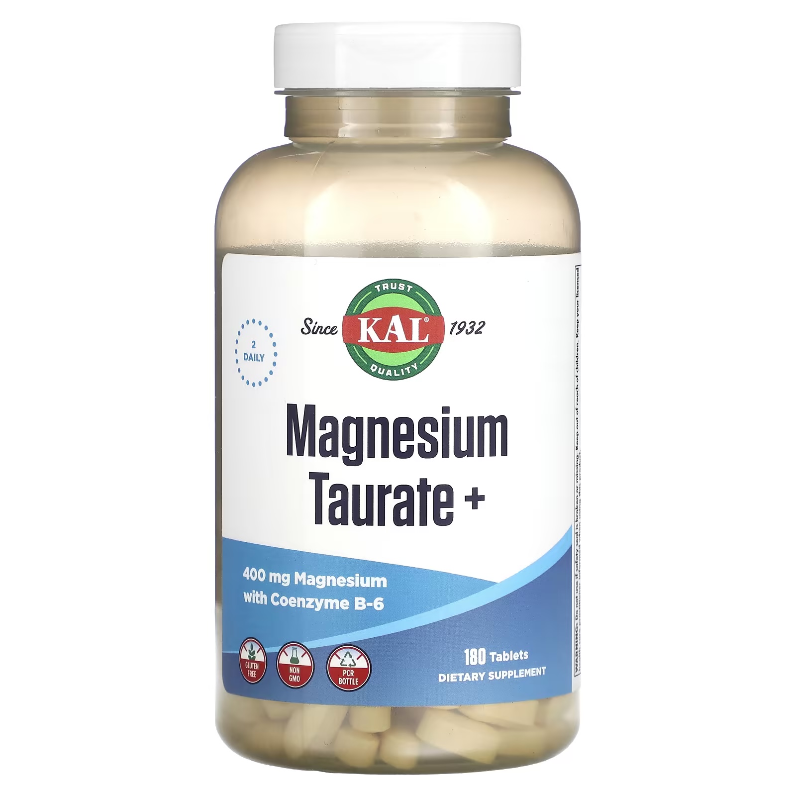 KAL <b>마그네슘</b> 타우린산 타우레이트 플러스 <b>400</b>mg &amp; 코엔자임 B6 <b>타블렛</b> 180정