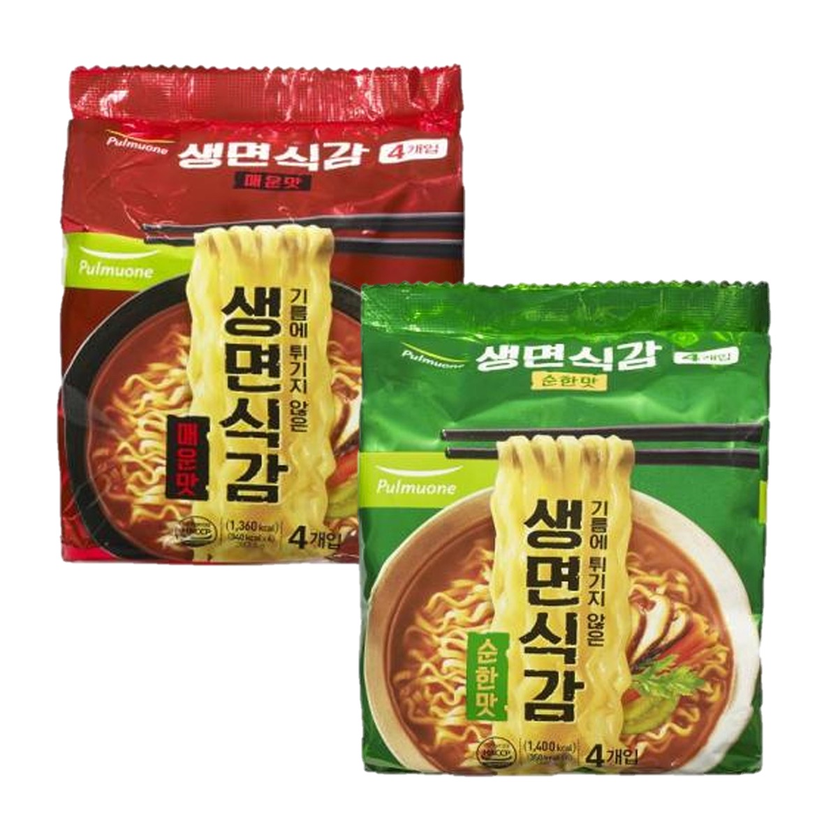 <b>풀무원</b> 생면식감 매운맛 순한맛 4개입 x 8봉지 쫄깃한 튀기지않은 저포화<b>지방</b> 저칼로리