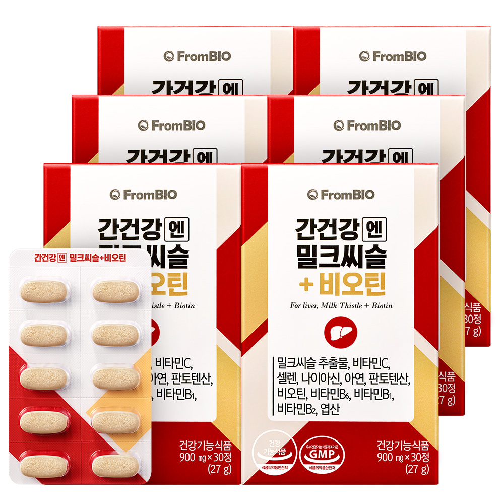 <b>프롬바이오</b> 간건강엔 밀크씨슬+비오틴 30정, 6개