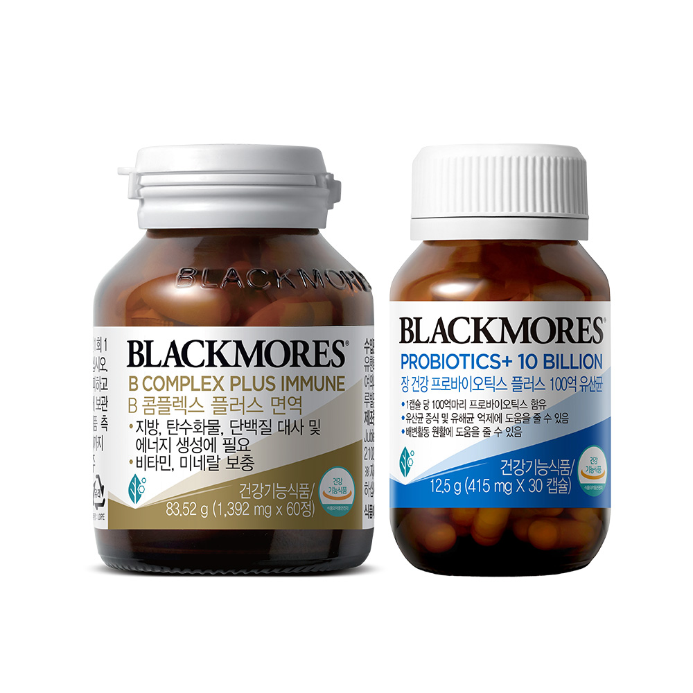 <b>블랙모어스 비타민</b> B콤플렉스 60정 + 프로바이오틱스 100억 유산균 30캡슐