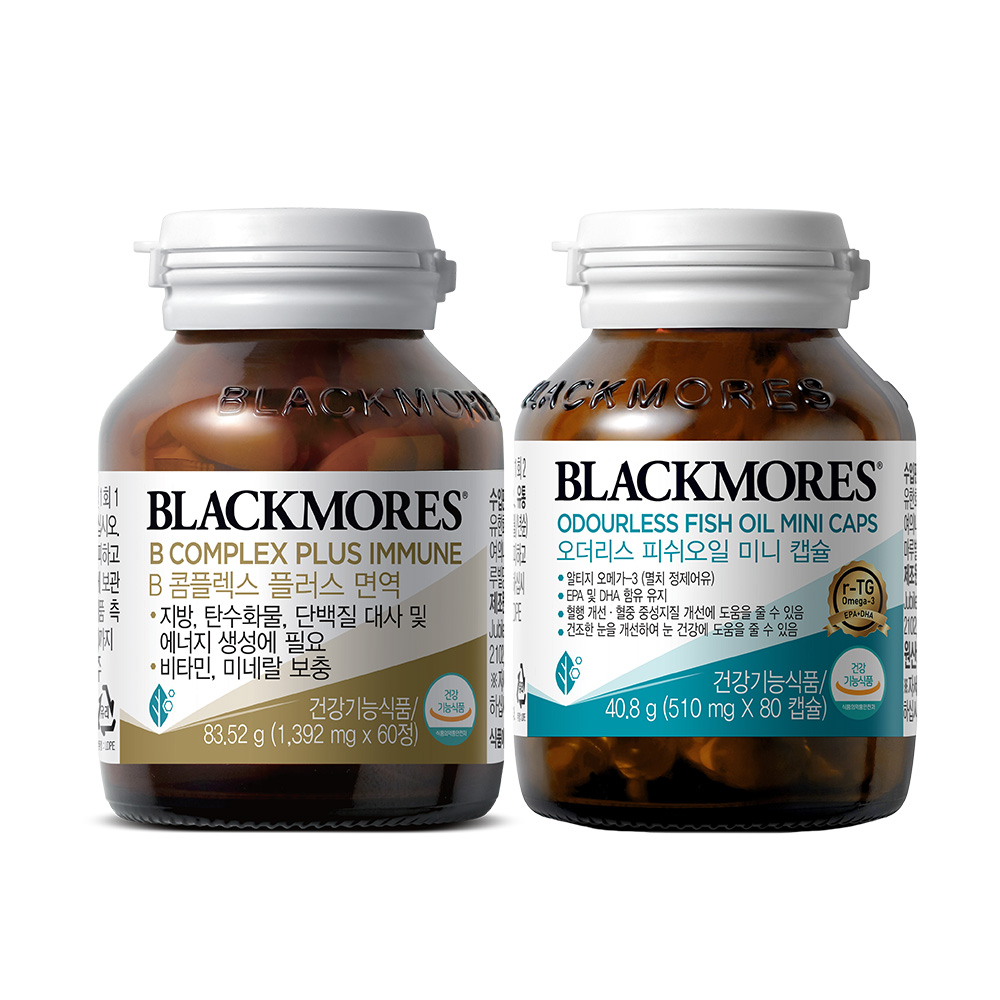 <b>블랙모어스 비타민</b> B콤플렉스 60정 + 호주 오메가3 피쉬오일 80캡슐