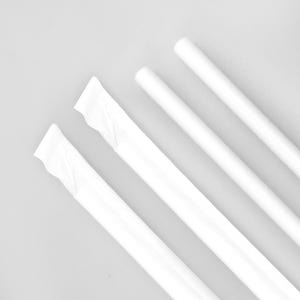 [KO] 일회용 개별포장 일자 7x210mm 종이 빨대 스트로우 화이트 1박스 5000개