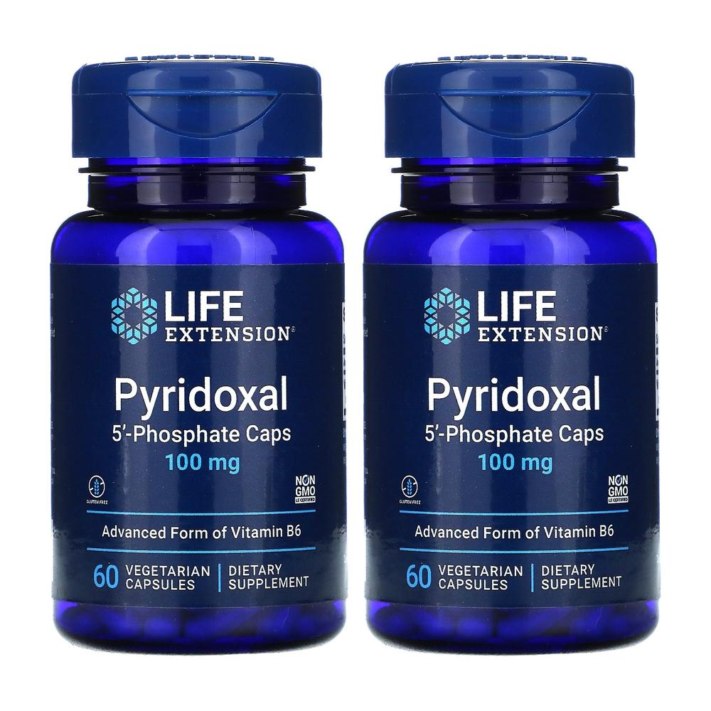 1+1 라이프익스텐션 Life Extension 비타민B6 <b>피리독살5-포스테이트 캡슐 100mg</b> 베지 캡슐 60정