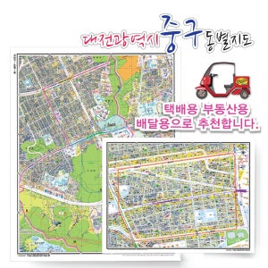 대전시 중구 동별 도로명 지도 75cm x 60cm 코팅 DJ