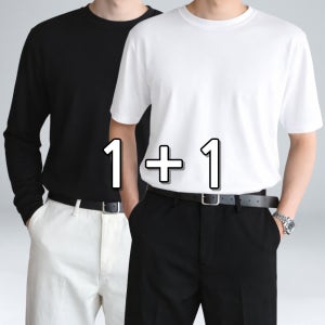 1+1 남자 니트 긴팔 구김없는 빅사이즈 오버핏 긴팔 티셔츠