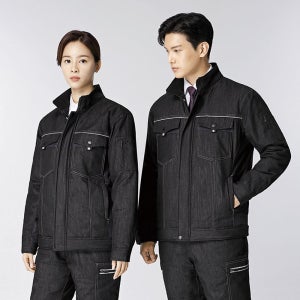 에이스 블랙 데님 발열안감 야광선 근무복 점퍼 단체복 작업복 ACE-2016