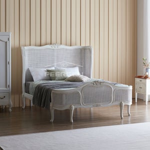 클레어 프렌치 엔틱 라탄 LK 라지킹 침대 신혼 부부 호텔 침대 프레임 원목 화이트