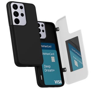 미러 마그네틱 카드 범퍼 케이스 블랙, 갤럭시S21울트라 SM-G998N
