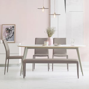 헤이미쉬홈 듀이 6인용 타원형 원목 식탁 세트 1800