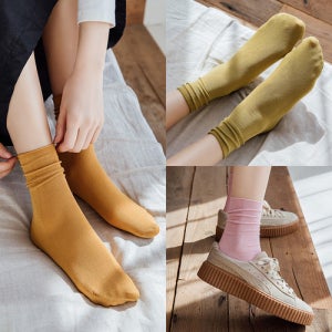 부드럽고 쫀쫀한 신상면 스타킹양말 발목조임이 없는 무압박 돌돌이양말