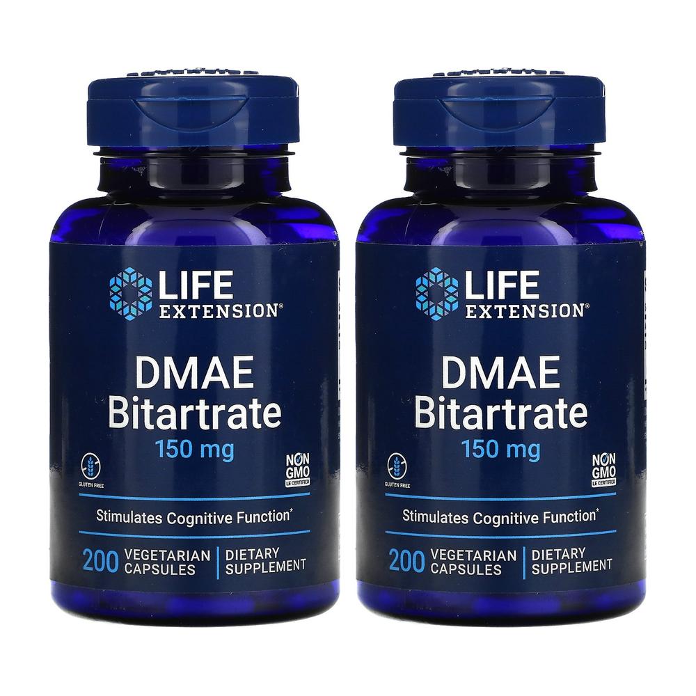 1+1 라이프익스텐션 Life Extension 다이메틸아미노에탄올 <b>DMAE 바이타트레이트 150mg</b> 베지 캡슐 200정