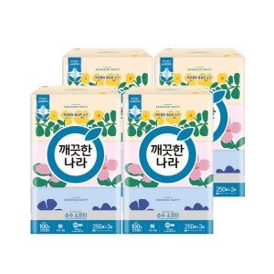 깨끗한나라 순수소프티 250매 3입x4팩 미용티슈 각티슈