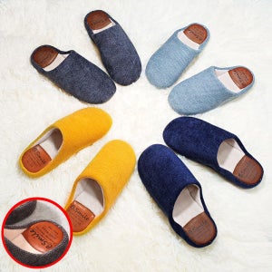 겨울 털 실내화 니트 패브릭 가죽 고급 실내 슬리퍼 사무실 인테리어 층간소음 미끄럼 방지