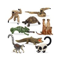 TOYMANY 11PCS Madagascar Jungle Animals Figurines Toy with Meerkat Lemur Chameleon Crocodile-Jungle