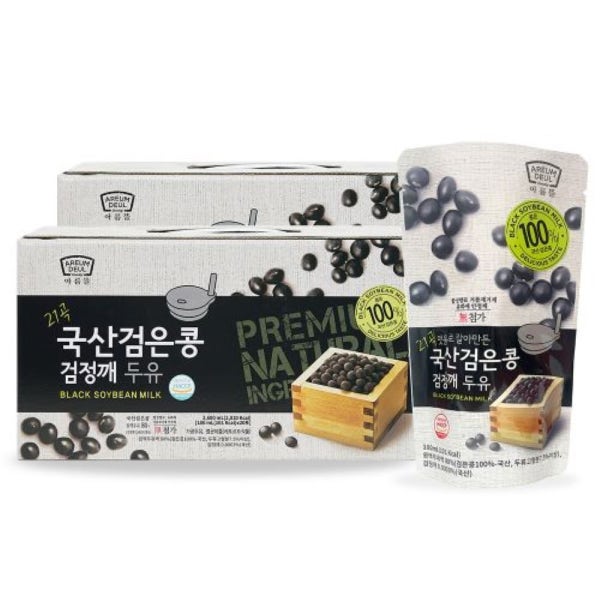 [본사직영] 아름뜰 맷돌로 갈아만든 국산 검은콩 검정깨 두유 180ml 40팩 (4 무첨가)