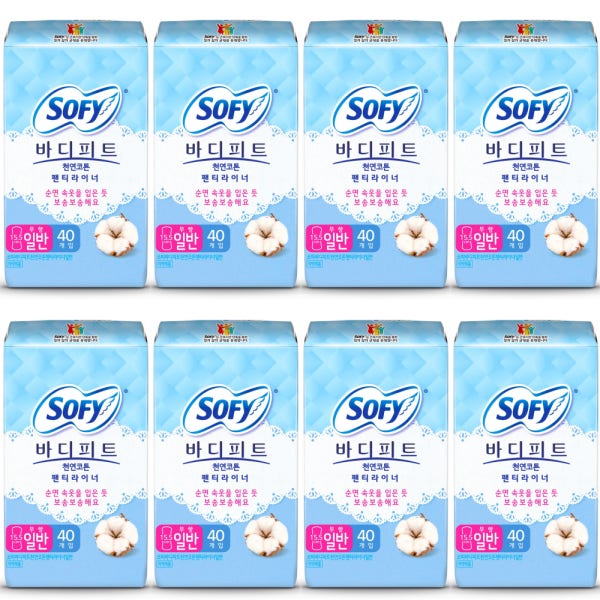 쏘피 바디피트 천연코튼 라이너 320개 대용량 소피 팬티라이너 생리대 일반