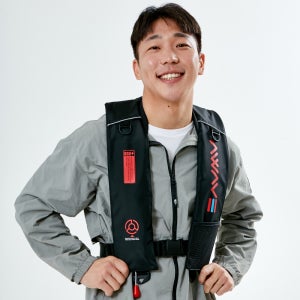 어웨이브 기본형 자동팽창식 구명조끼 KC-블랙(레드) 프리사이즈 국내생산 수분감지 바다낚시