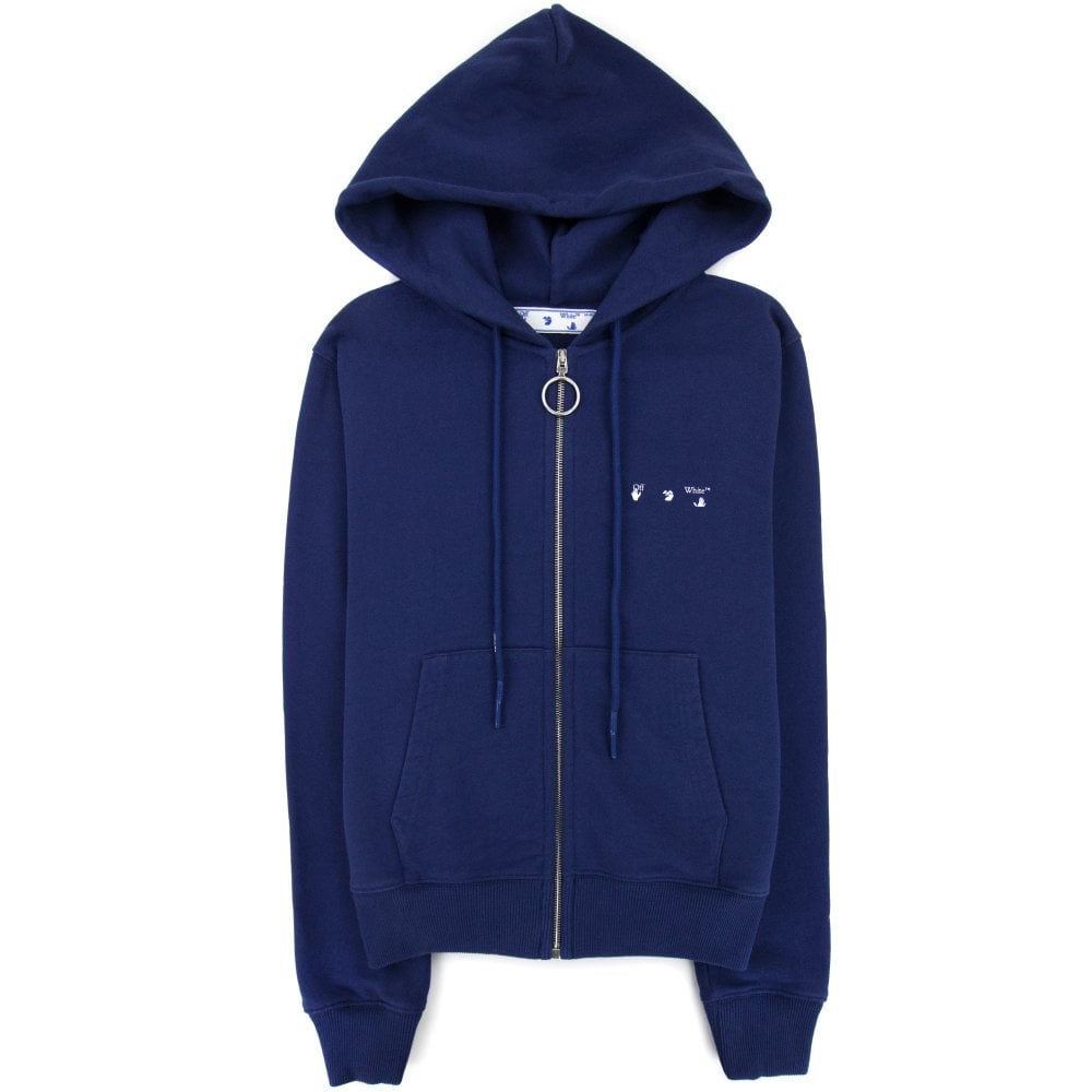 오프 화이트 OFF-WHITE Ow Arrow 애로우 로고 슬림 집업 후드 후디 스웻셔츠 Logo Slim Zip Up Sweatshirt Blue/white