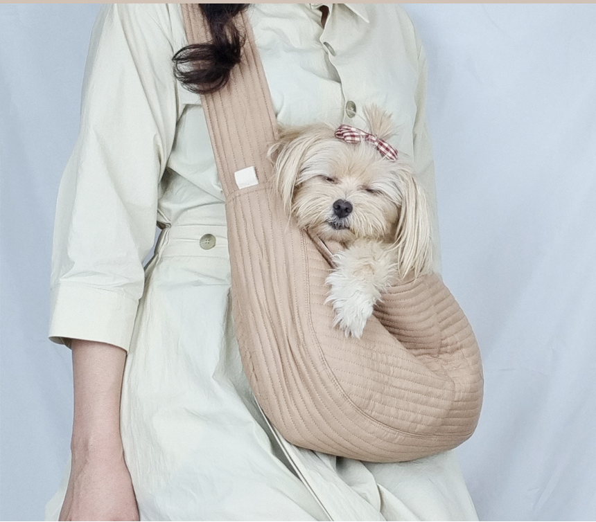 강아지가방 고양이 이동장 애견슬링백 개 포대기 앞가방 끈조절 아이보리S (난펫)